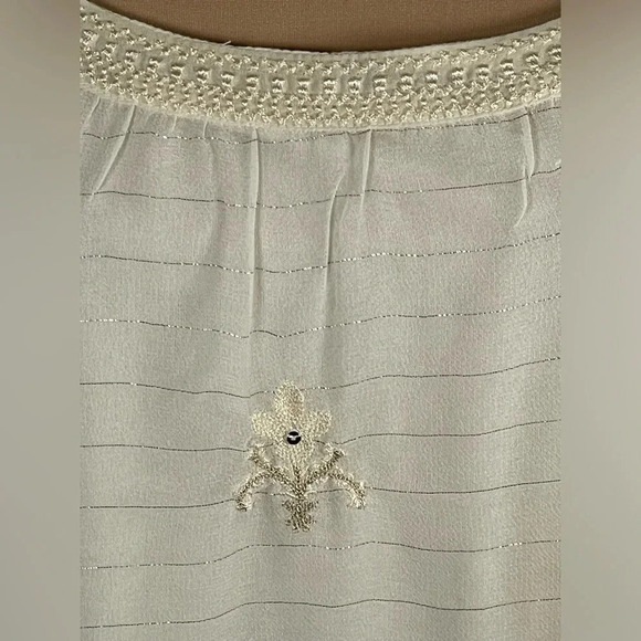 🦅 AMERICAN EAGLE CREAM EMBROIDERED TANK RELAXED FIT ADJUSTABLE STRAPS Sz L - Picture 3 of 7